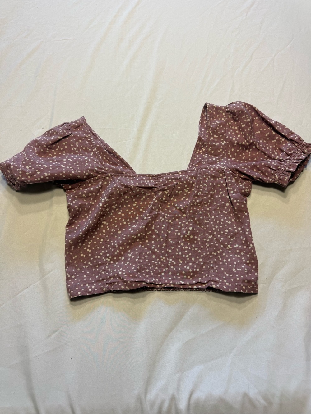 O'Neill Mauve Polka Dot Off-Shoulder Crop Top